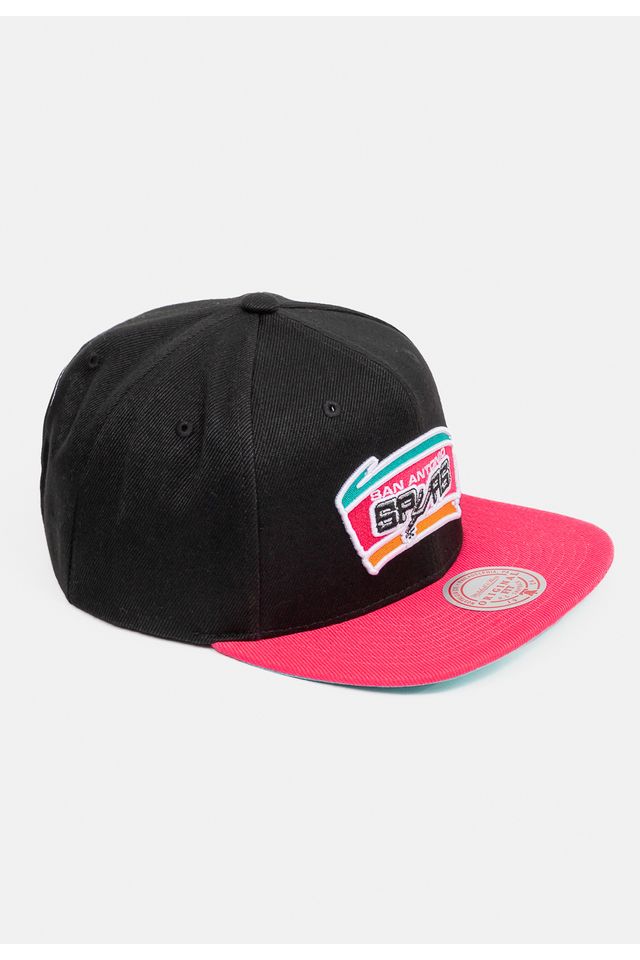 Bone-Mitchell---Ness-NBA-Core-Basic-Snapback-HWC-San-Antonio-Spurs-Preto-com-Rosa