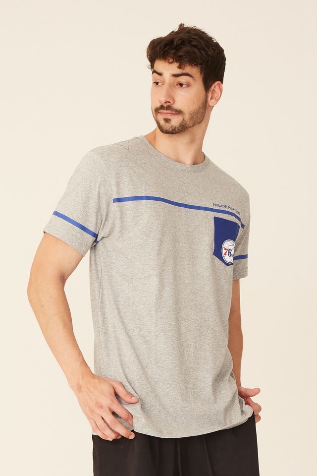 Camiseta-NBA-Estampada-Pocket-Philadelphia-76ERS-Casual-Cinza-Mescla