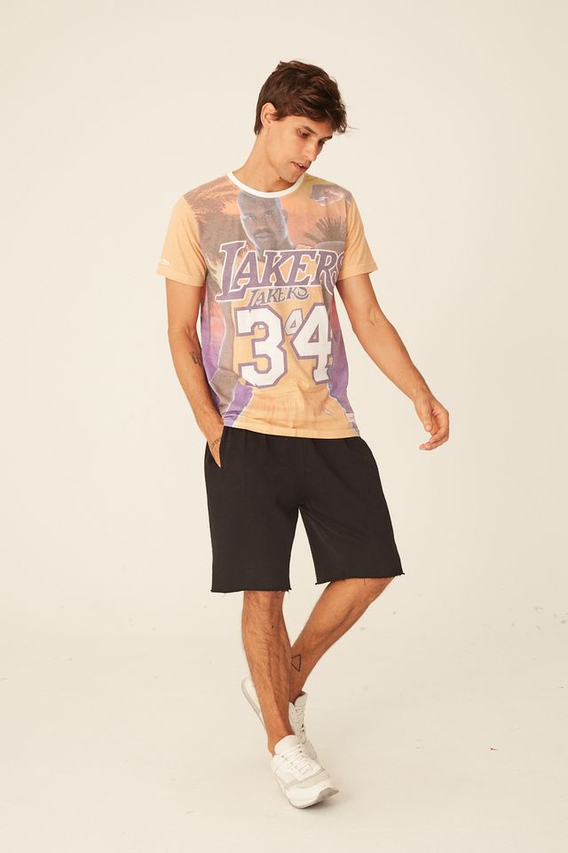 Camiseta-Mitchell---Ness-Estampada-City-Pride-Los-Angeles-Lakers-Shaquille-O-Neal-Off-White