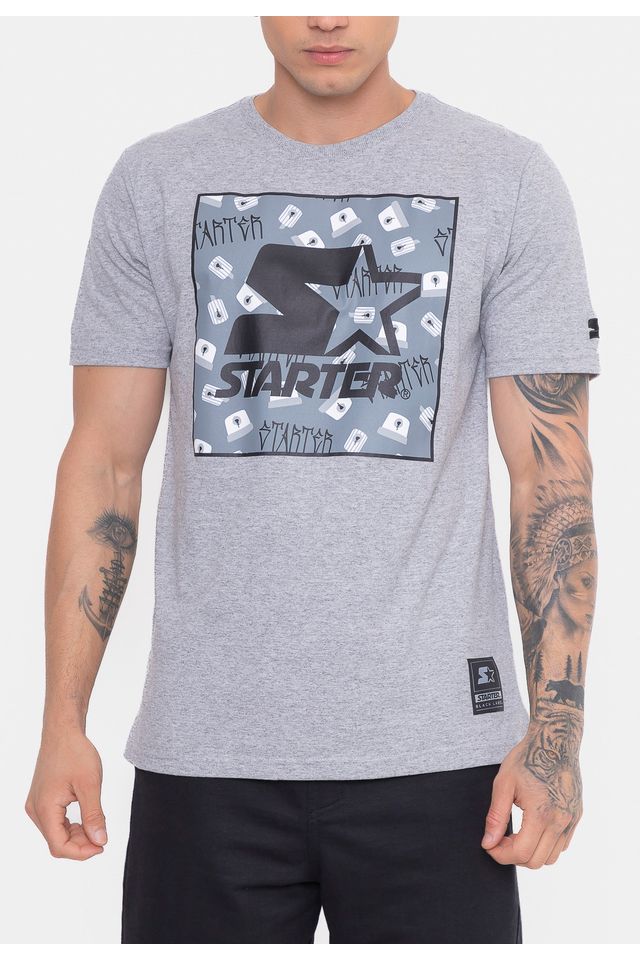 Camiseta-Starter-Estampada-Spray-Caps-Cinza-Mescla