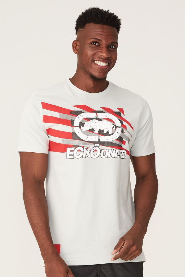 Camiseta-Ecko-Estampada-Cinza