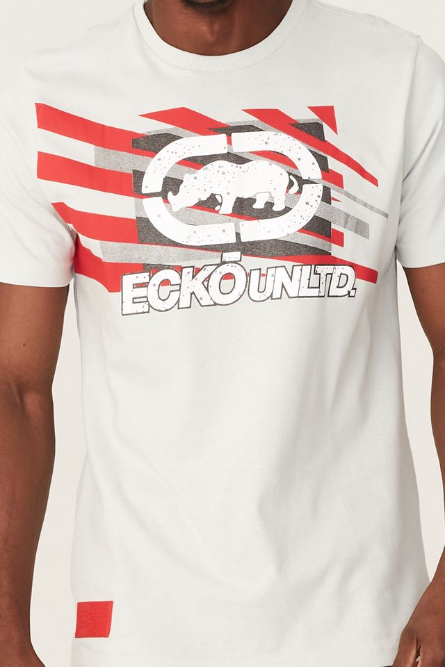 Camiseta-Ecko-Estampada-Cinza