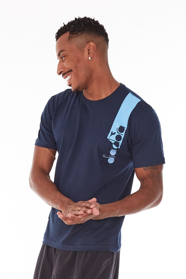 Camiseta-Diadora-Ricamo-Azul-Marinho