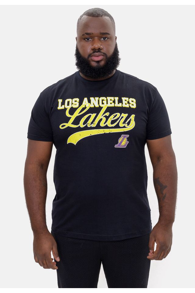 Camiseta NBA Metal Team Los Angeles Lakers Cinza Mescla Escuro