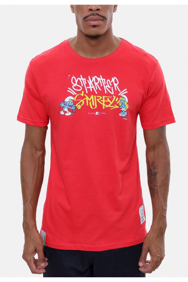 Camiseta-Starter-Collab-Smurfs-Art-Vermelha