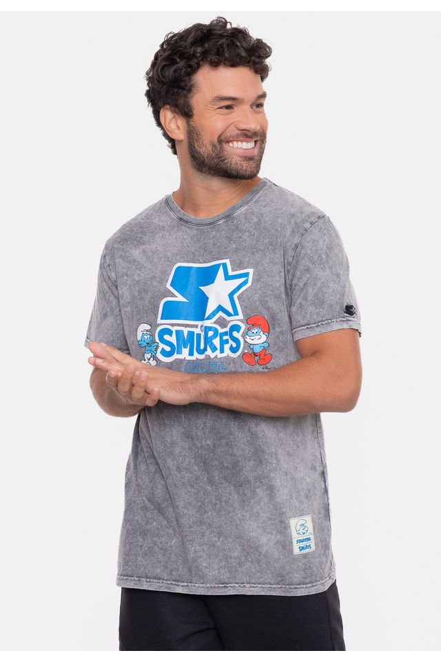 Camiseta-Starter-Collab-Smurfs-Marmori-Branca