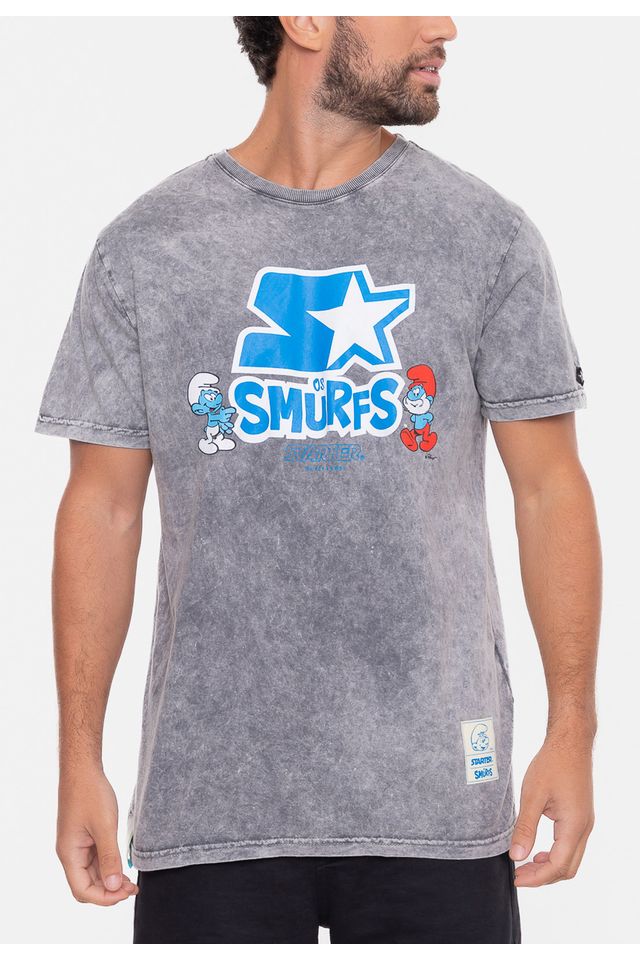 Camiseta-Starter-Collab-Smurfs-Marmori-Branca