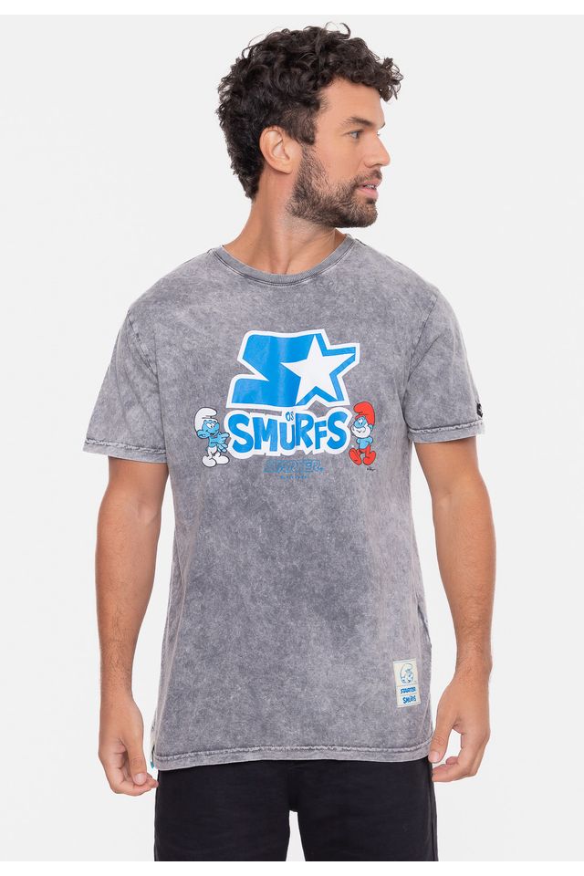 Camiseta-Starter-Collab-Smurfs-Marmori-Branca