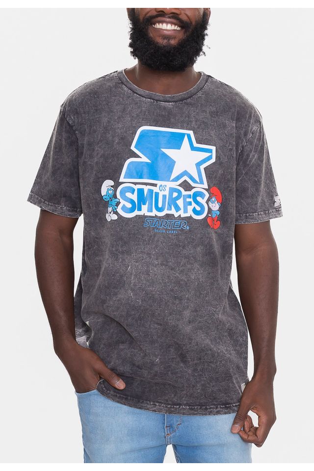 Camiseta-Starter-Collab-Smurfs-Marmori-Preta
