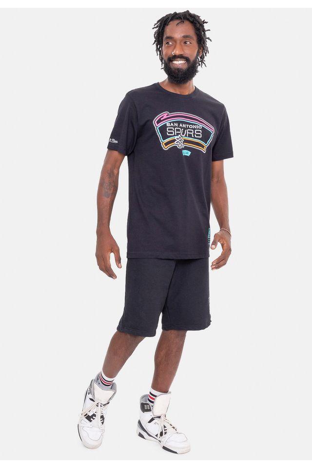 Camiseta-Mitchell---Ness-Neon-Script-San-Antonio-Spurs-Preta