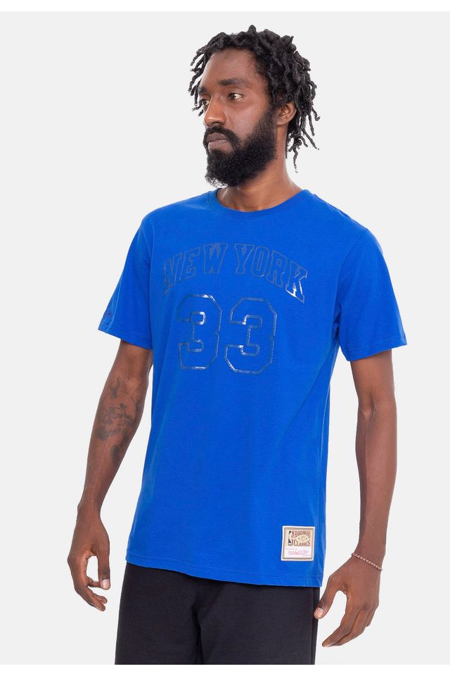 Camiseta-Mitchell---Ness-Monochrome-New-York-Knicks-Patrick-Ewing-Azul