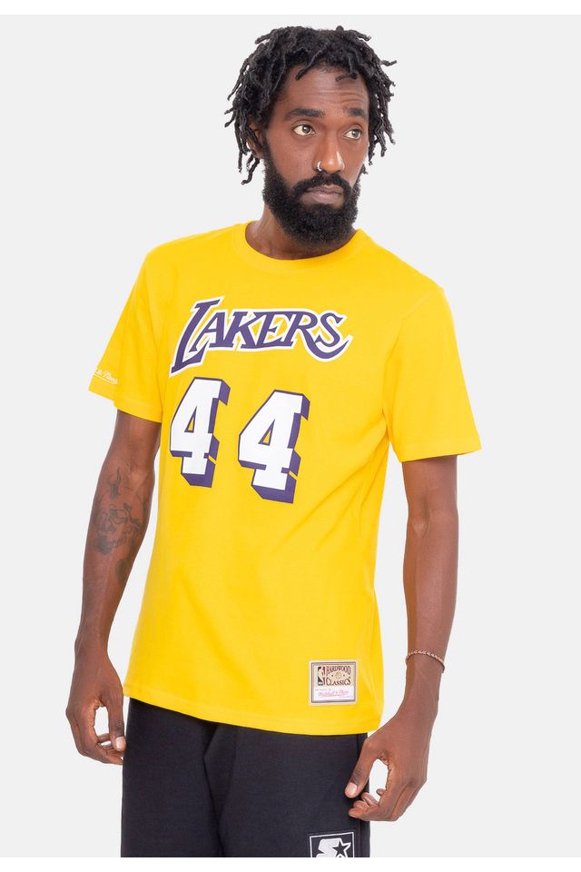 Camiseta-Mitchell---Ness-Name-And-Number-Jerry-West-Los-Angeles-Lakers-Amarela