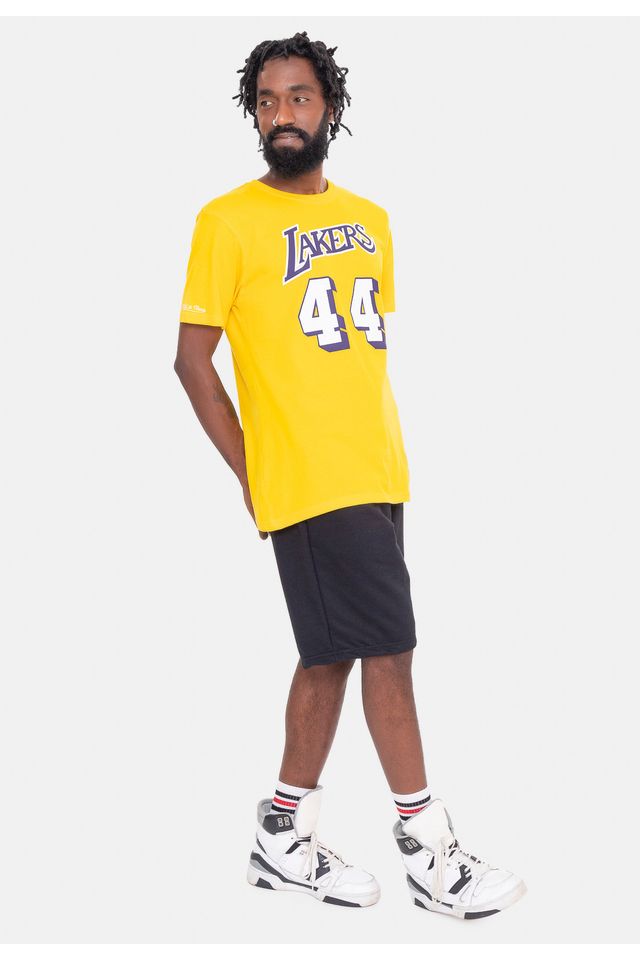 Camiseta-Mitchell---Ness-Name-And-Number-Jerry-West-Los-Angeles-Lakers-Amarela