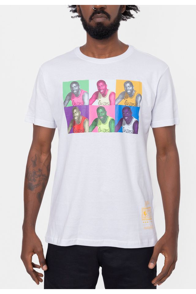 Camiseta-Mitchell---Ness-Pop-Art-Los-Angeles-Lakers-Branca