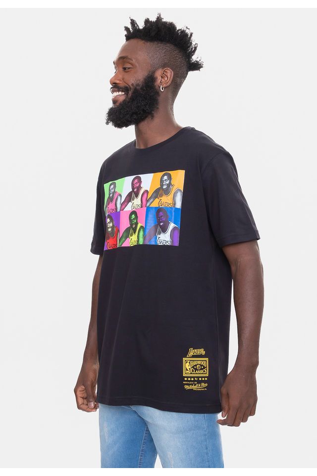 Camiseta-Mitchell---Ness-Pop-Art-Los-Angeles-Lakers-Preta