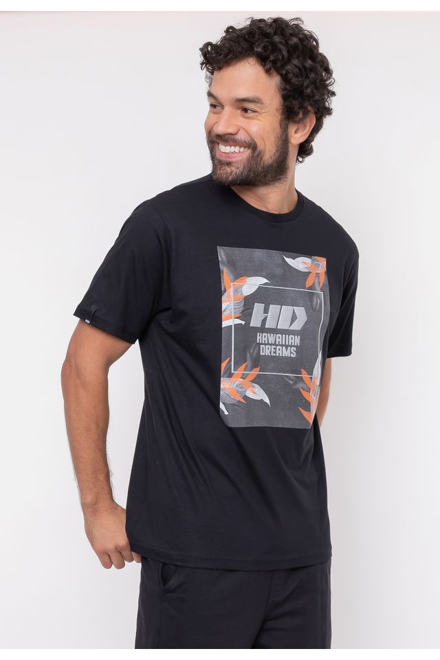 Camiseta-HD-Flowers-Preta