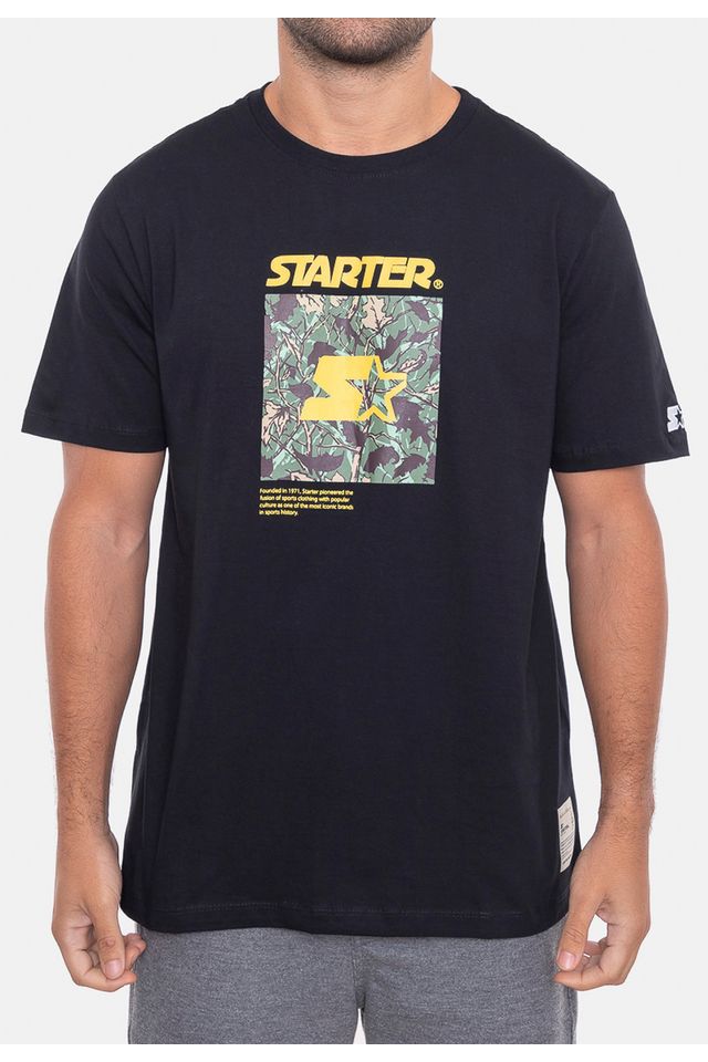 Camiseta-Starter-Estampada-Folhagem-Preta