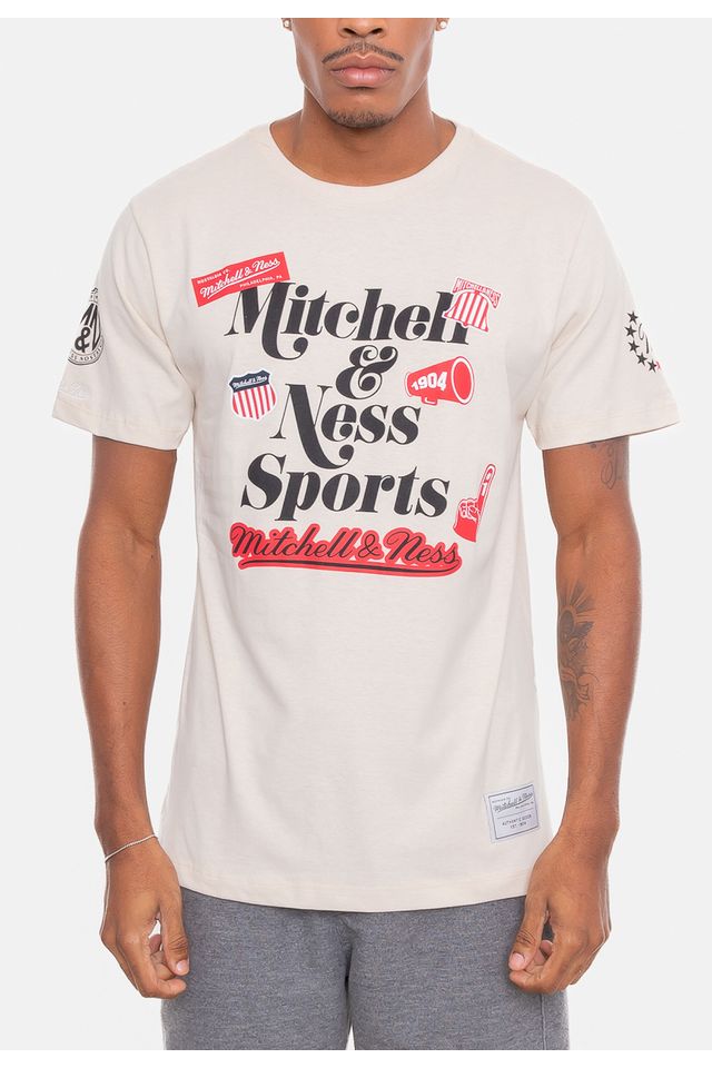 Camiseta-Mitchell---Ness-Branded-Patches-Bege