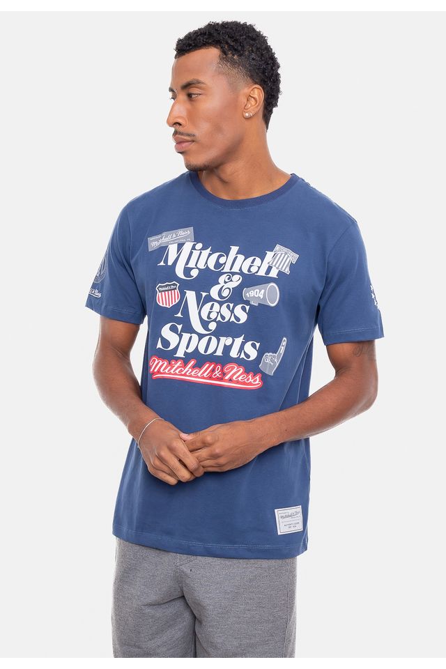 Camiseta-Mitchell---Ness-Branded-Patches-Azul
