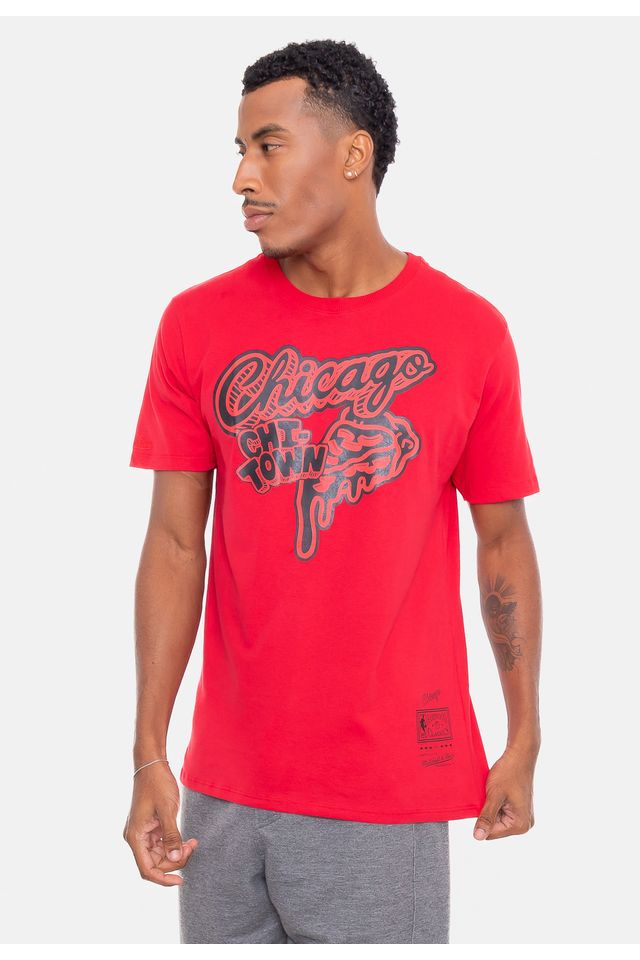 Camiseta Mitchell & Ness Verti Tie Dye Chicago Bulls Dennis Rodman Vermelha  Com Preta - MitchellAndNess