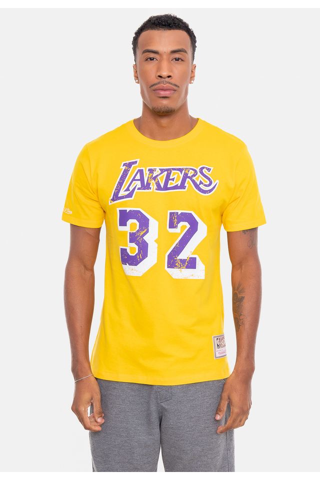 Camiseta-Mitchell---Ness-Magic-Johnson-Los-Angeles-Lakers-Amarela