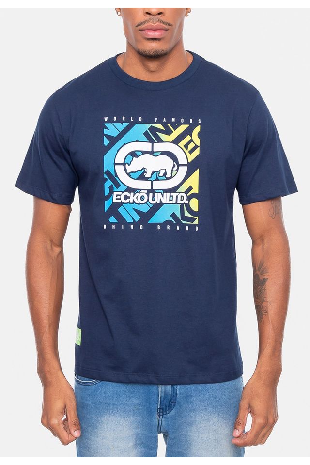 Camiseta-Ecko-Estampada-Azul-Marinho