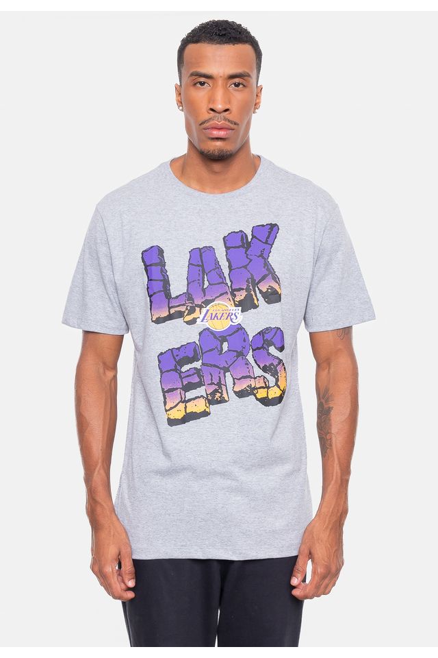 Camiseta-NBA-Rock-Team-Los-Angeles-Lakers-Cinza-Mescla
