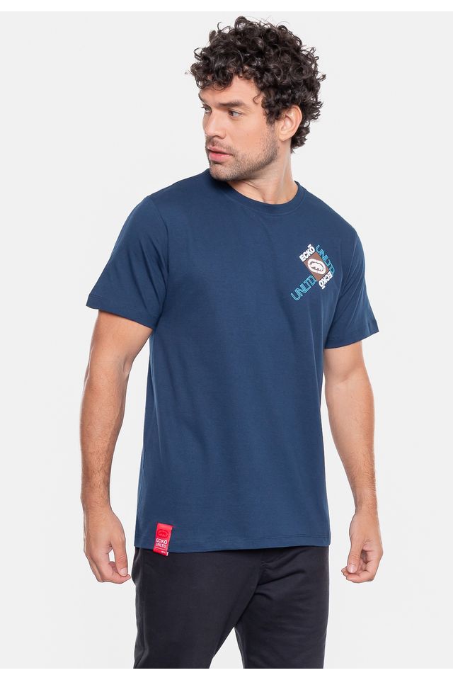 Camiseta-Ecko-Estampada-Azul-Marinho