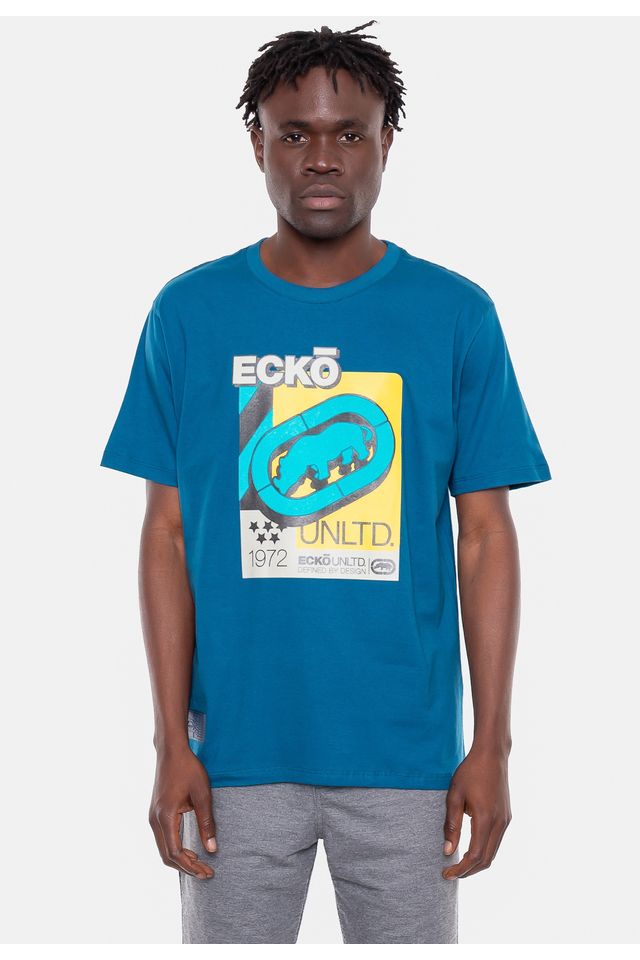 Camiseta-Ecko-Estampada-Azul