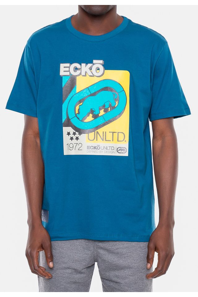 Camiseta-Ecko-Estampada-Azul