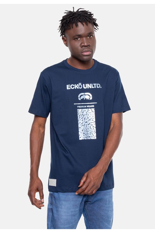 Camiseta-Ecko-Estampada-Azul-Marinho