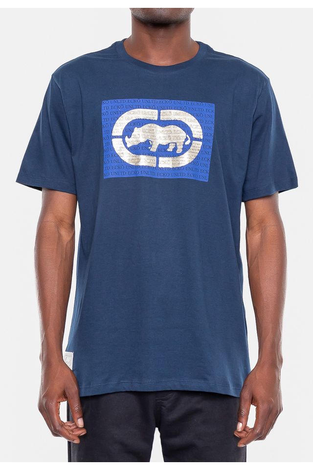 Camiseta-Ecko-Estampada-Azul-Marinho