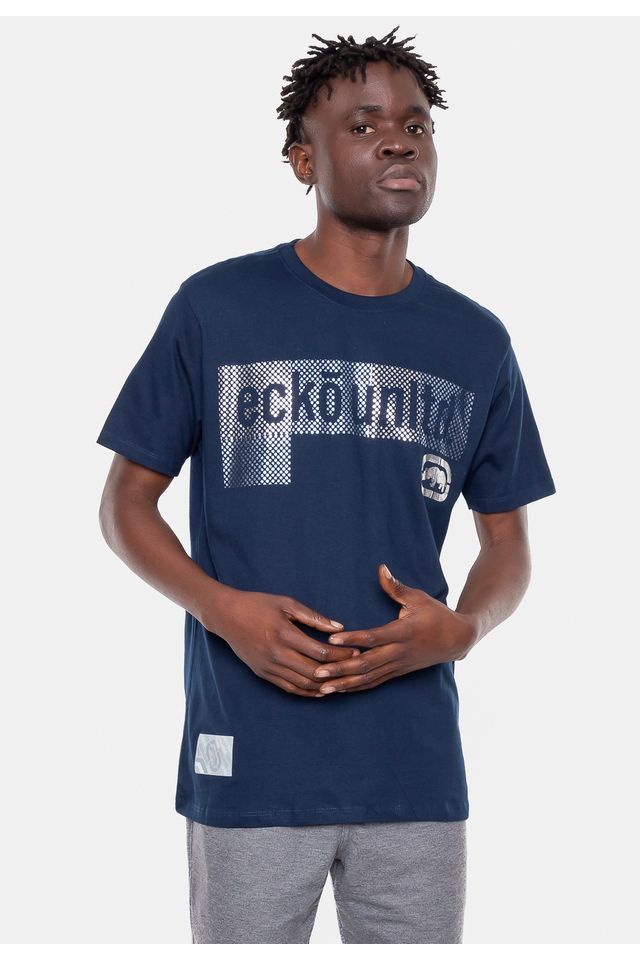 Camiseta-Ecko-Estampada-Azul-Marinho