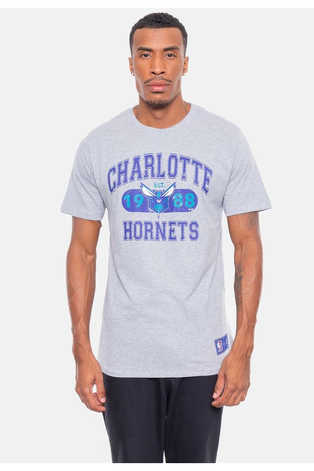 Camiseta NBA Club Charlotte Hornets Cinza Mescla - Urbane