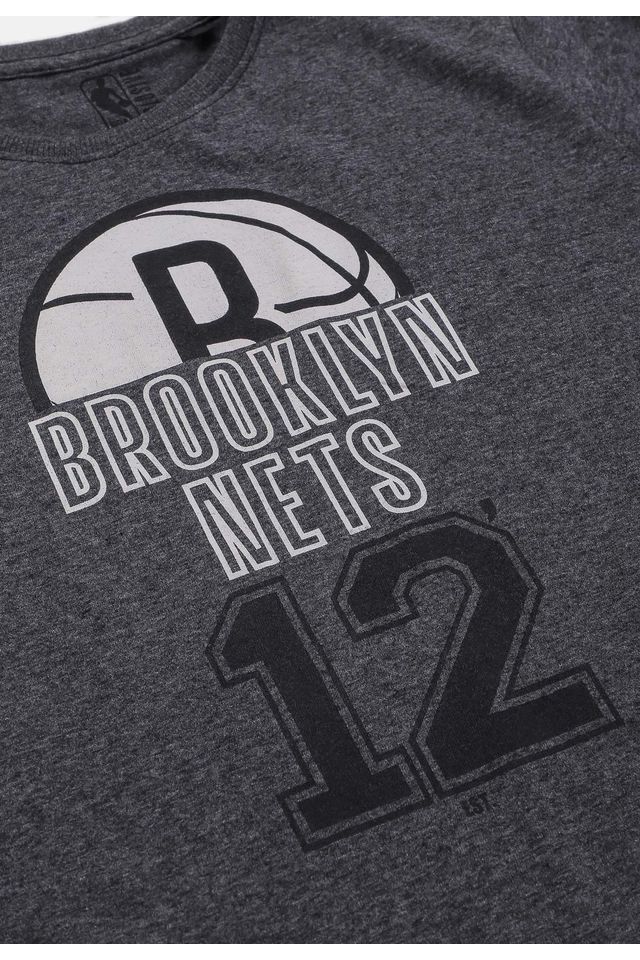 Camiseta-NBA-Juvenil-Half-Logo-Brooklyn-Nets-Grafite-Mescla