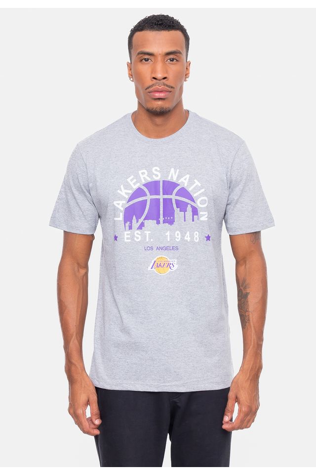 Camiseta-NBA-City-Nation-Los-Angeles-Lakers-Cinza-Mescla