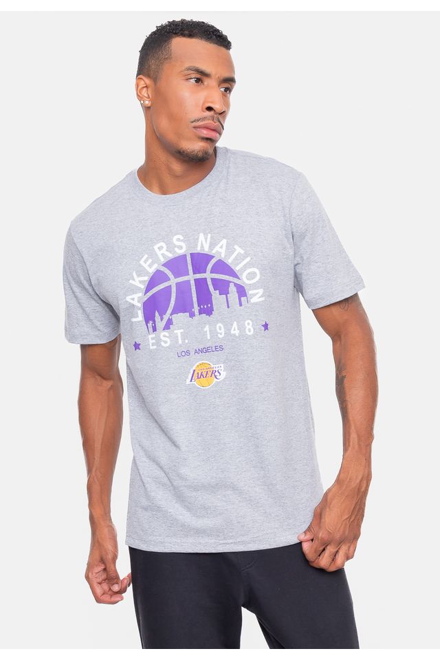 Camiseta-NBA-City-Nation-Los-Angeles-Lakers-Cinza-Mescla