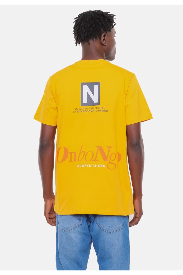 Camiseta-Onbongo-Letterring-Amarela-Mostarda