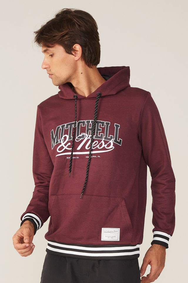 Moletom-Mitchell---Ness-Fechado-com-Capuz-Branded-Vinho