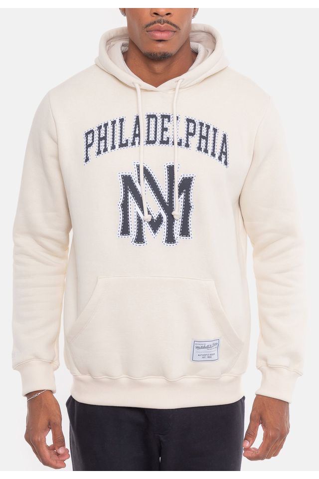 Moletom-Mitchell---Ness-Philadelphia-Bege