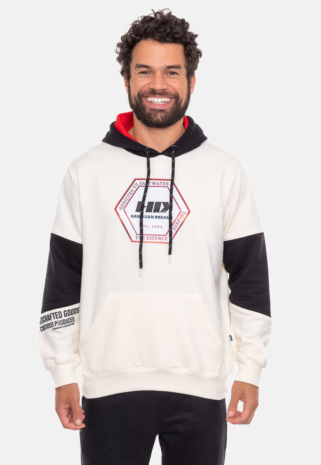 Moletom HD Fechado Com Capuz Off White - HawaiianDreams