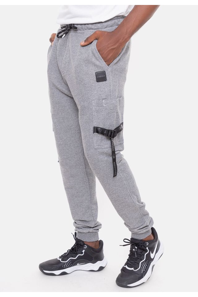 Calca-Starter-Moletom-Tape-Cinza-Mescla Calca-Starter-Moletom-Tape-Cinza-Mescla