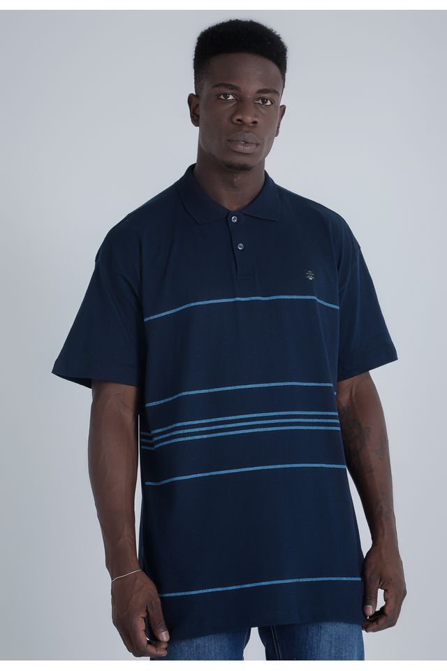 Camisa-Polo-HD-Plus-Size-Estampada-Linear-Azul-Marinho
