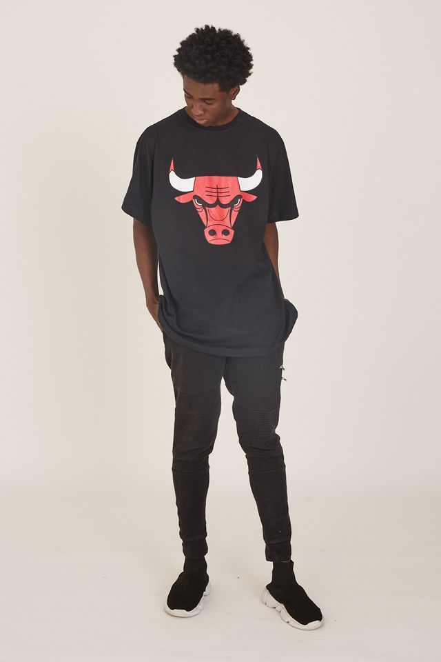 Camiseta-NBA-Plus-Size-Estampada-Chicago-Bulls-Casual-Preta