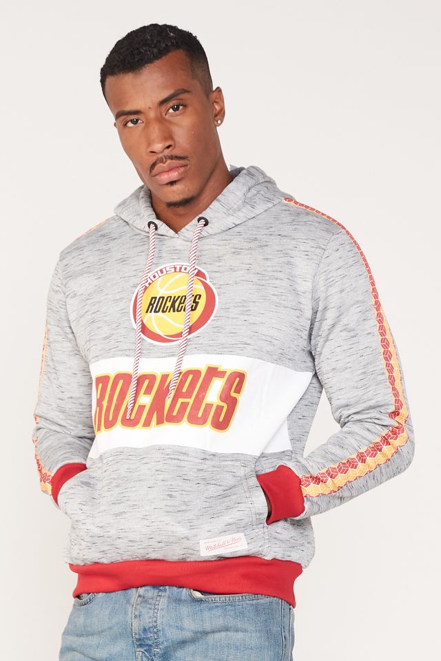 Moletom-Mitchell---Ness-Fechado-Com-Capuz-Houston-Rockets-Cinza-Mescla