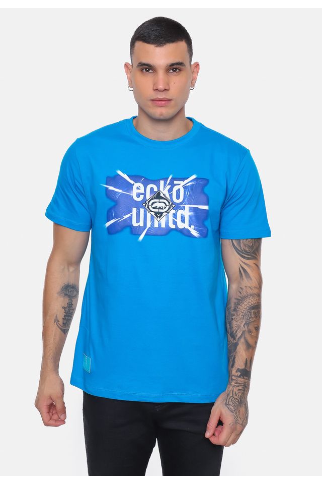 Camiseta-Ecko-Estampada-Azul