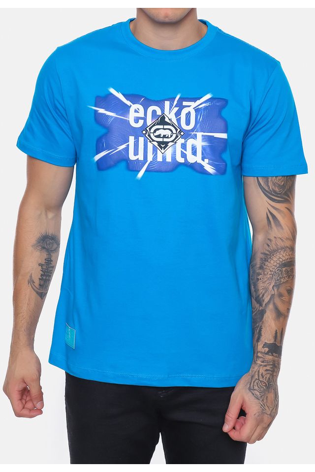 Camiseta-Ecko-Estampada-Azul