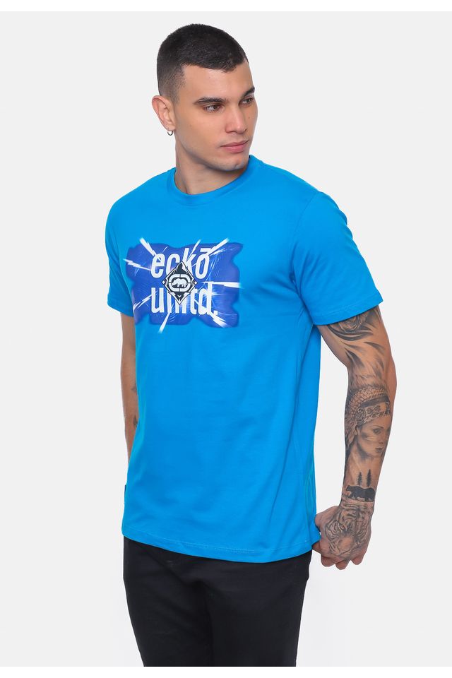 Camiseta-Ecko-Estampada-Azul