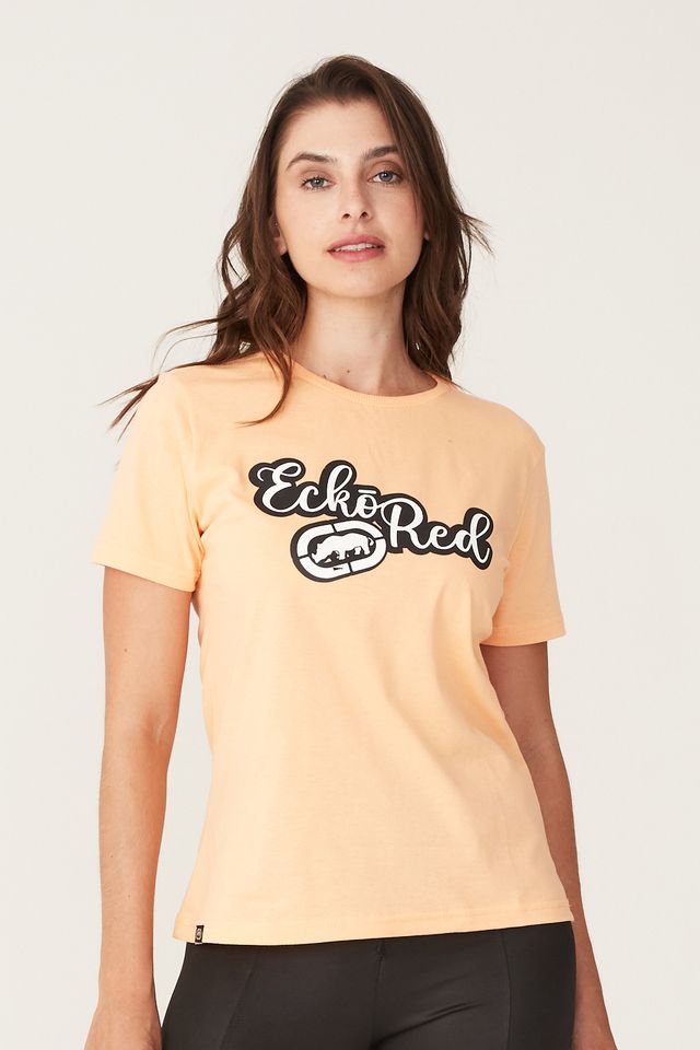 Camiseta-Ecko-Feminina-Estampada-Laranja