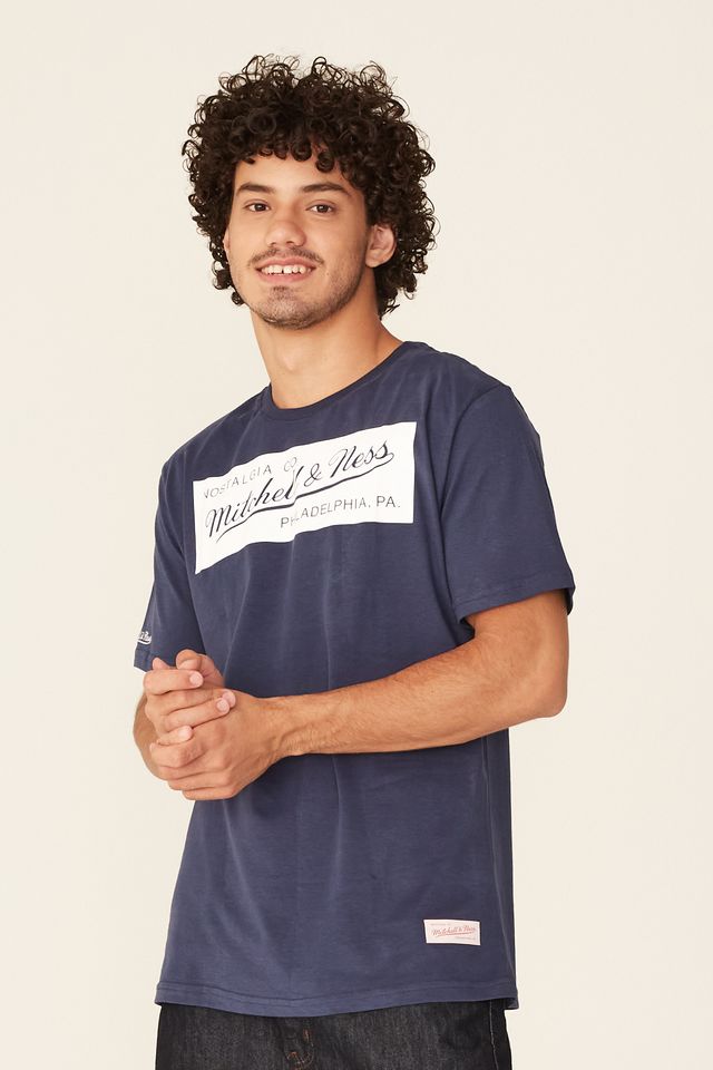 Camiseta-Mitchell---Ness-Estampada-Brand-Azul